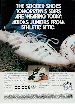 adidas soccer shoes "THE SOCCER SHOES TOMORROW'S STARS ARE WEARING TODAY: ADIDAS JUNIORS FROM ATHLETIC ATTIC."