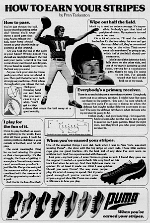 PUMA football shoes “HOW TO EARN YOUR STRIPES by Fran Tarkenton” 