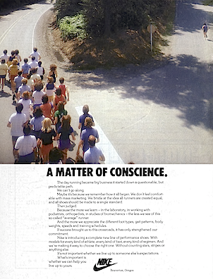 Nike “A MATTER OF CONSCIENCE.”