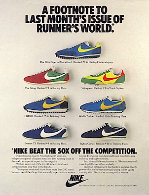 Nike "A FOOTNOTE TO LAST MONTH'S ISSUE OF RUNNER'S WORLD."