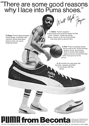 Walt 'Clyde' Frazier and Puma Clyde basket shoes